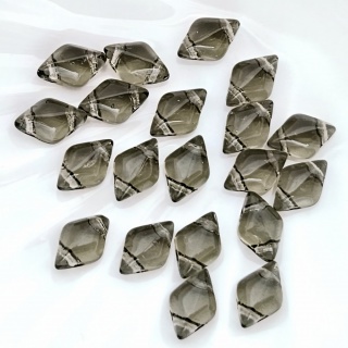 Бусины ромбы серые прозрачные GemDuo, 40020 Smoky Grey, 20шт