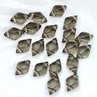 Бусины ромбы серые прозрачные GemDuo, 40020 Smoky Grey, 20шт
